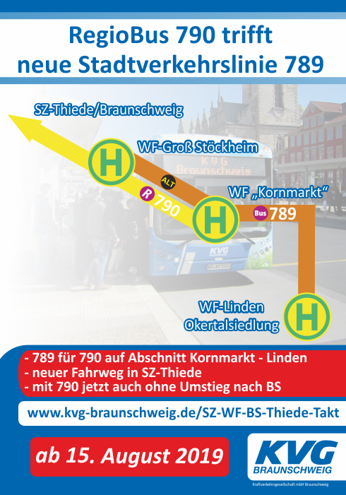 Die neue Wolfenbütteler Stadtverkehrslinie 789 übernimmt einen Streckenabschnitt vom RegioBus 790.